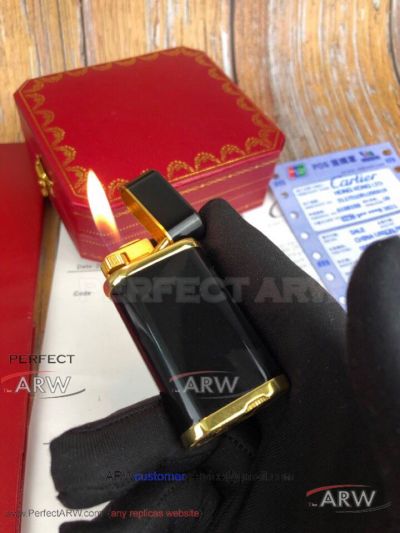 ARW 1:1 Replica Cartier Limited Editions Blcak Jet lighter Black&Gold